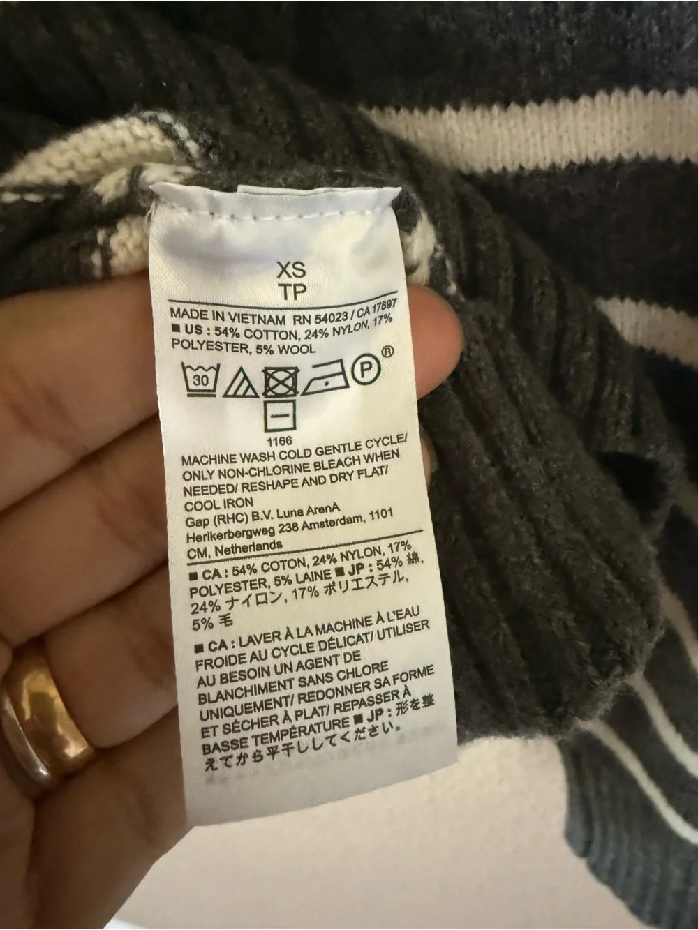 Banana Republic Grey and White Striped Turtleneck Sweater